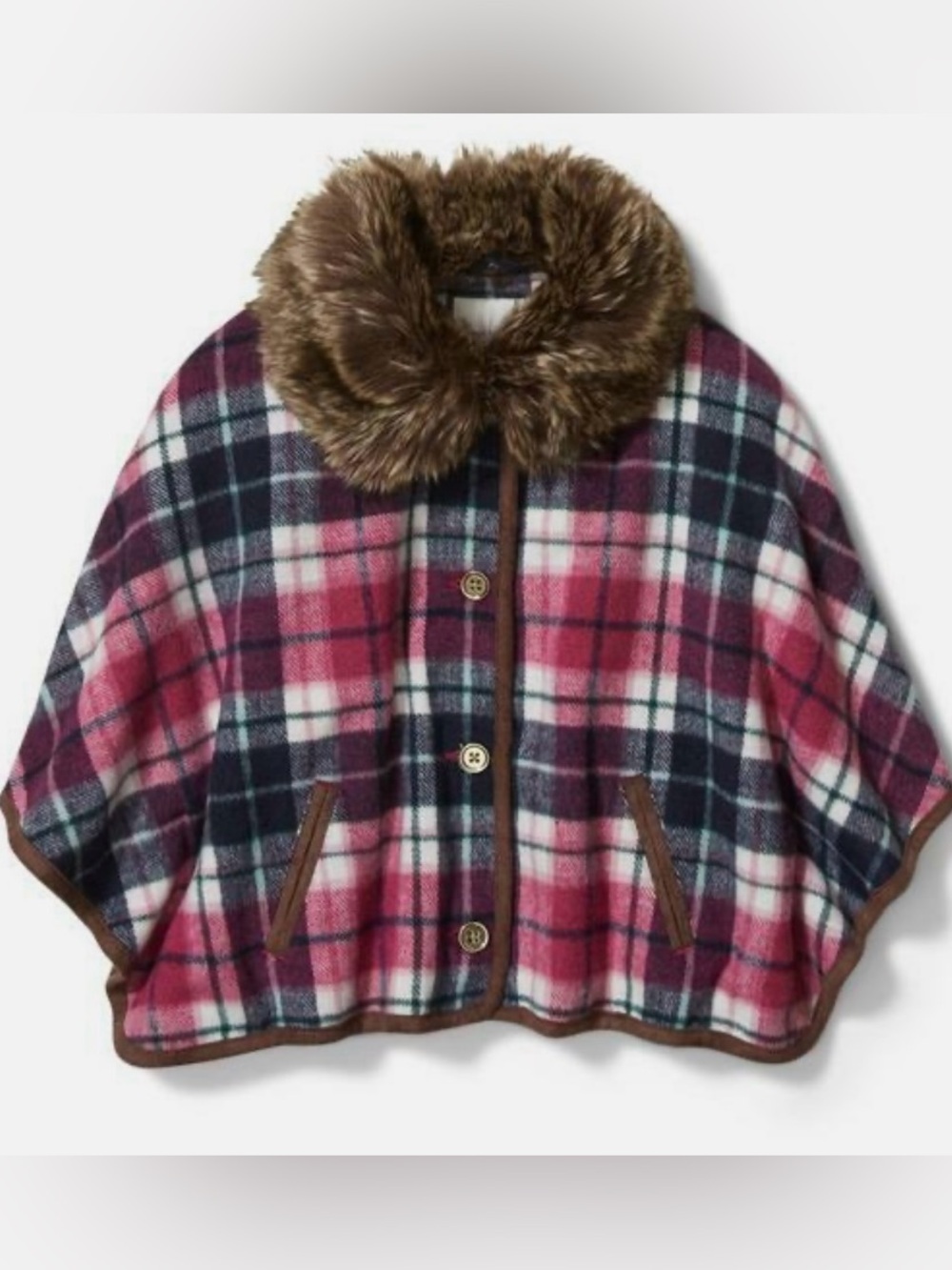 Janie and Jack Girls Plaid Cape - EUC